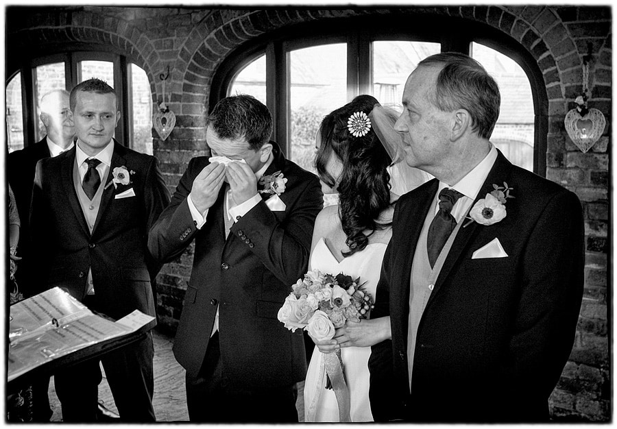 dodmoor house wedding photography, emotional groom