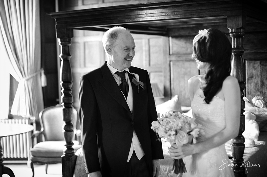 the bride and her father at a rushton hall wedding