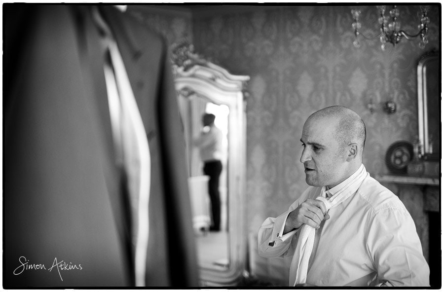 prestwold hall, groom getting ready upstairs
