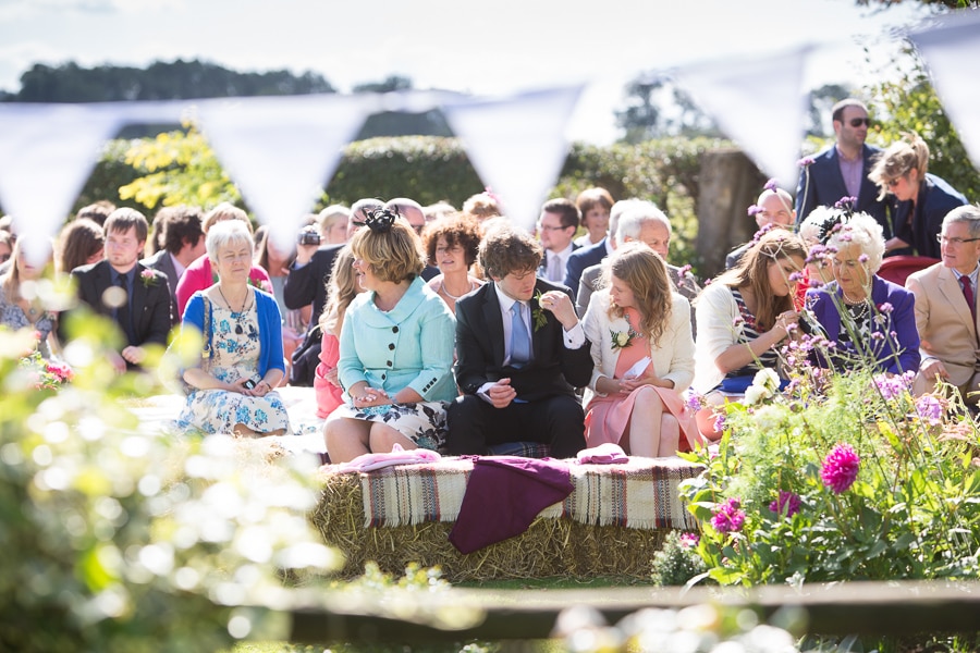 guests seated for an outdoor humanist wedding