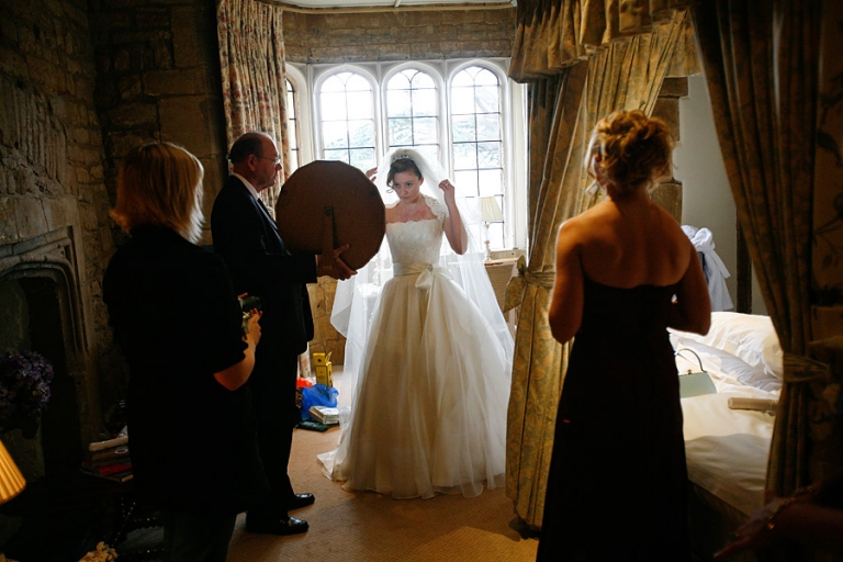 the bride in her wedding dress
