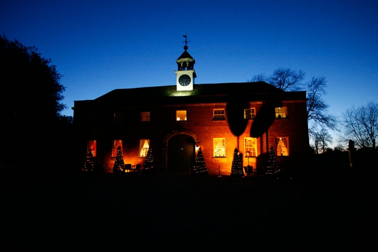 Knightley Court at night, Fawsley Hall