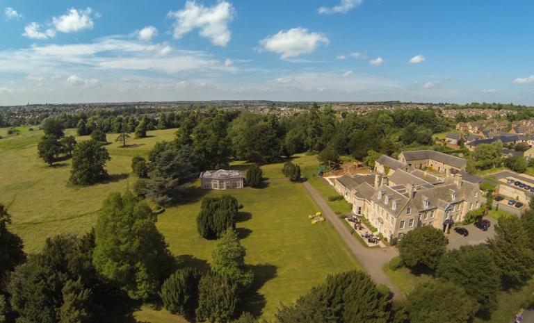 Barton Hall wedding photography - aerial view of Barton Hall