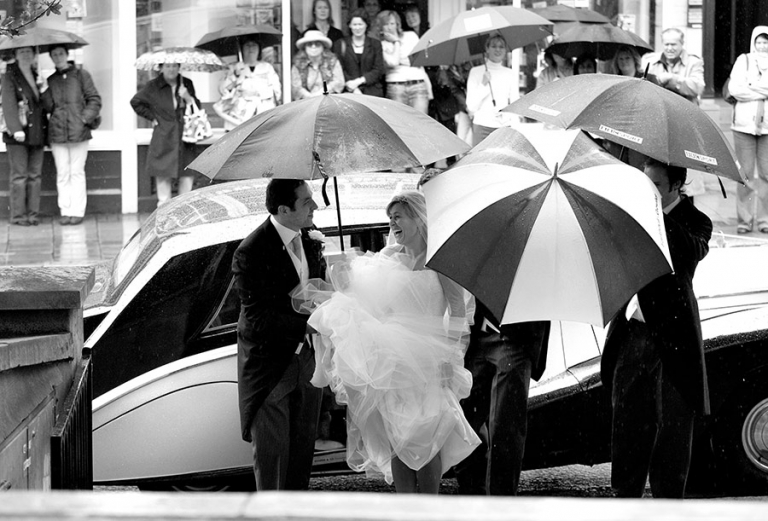 Rainy day wedding photography