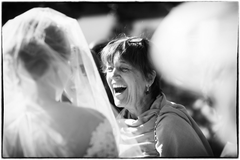 a happy wedding guest