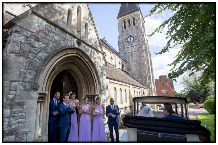 bride arrives at church