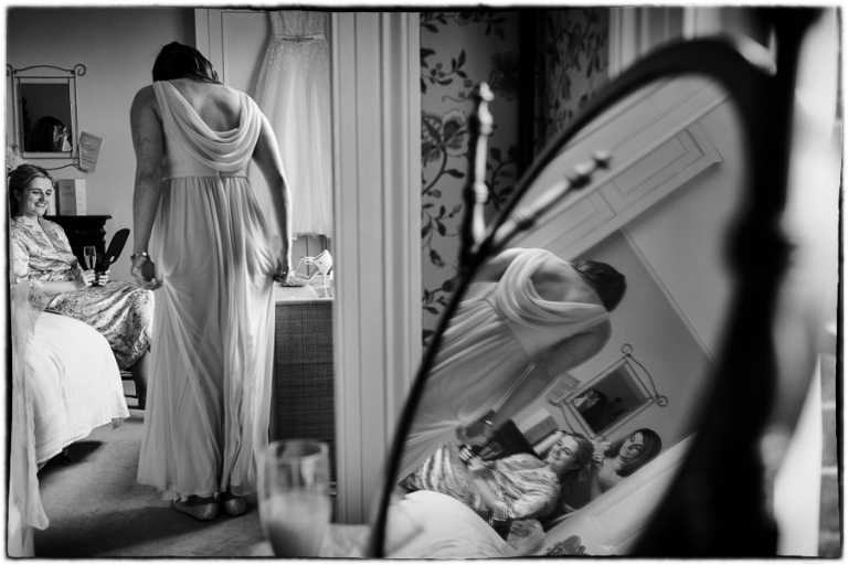 bride reflected in the mirror