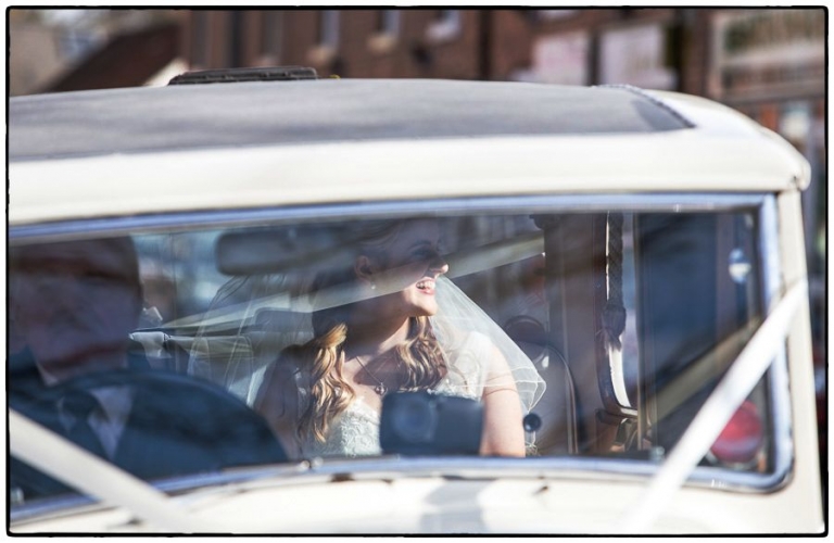 bride arriving in the car