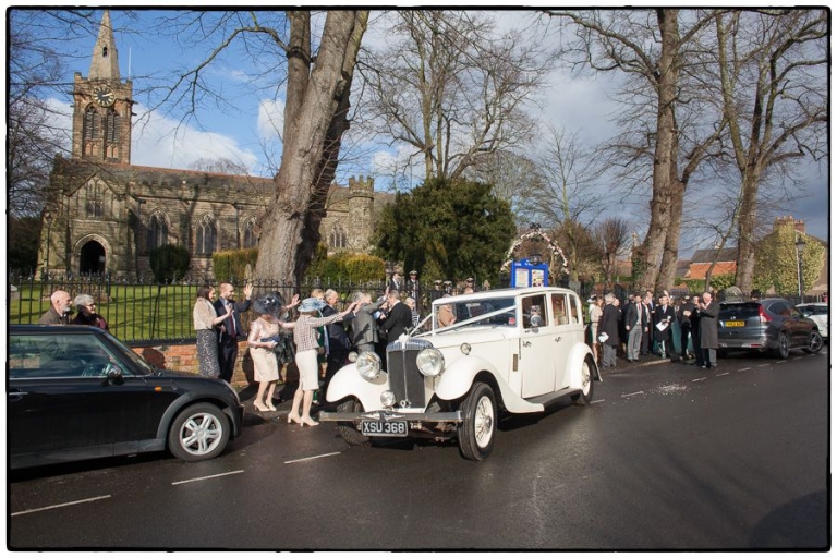 in teh wedding car