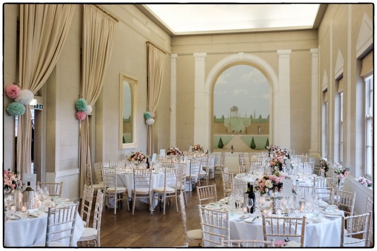 Norwood Park wedding photography, the room set up ready for the wedding breakfast.