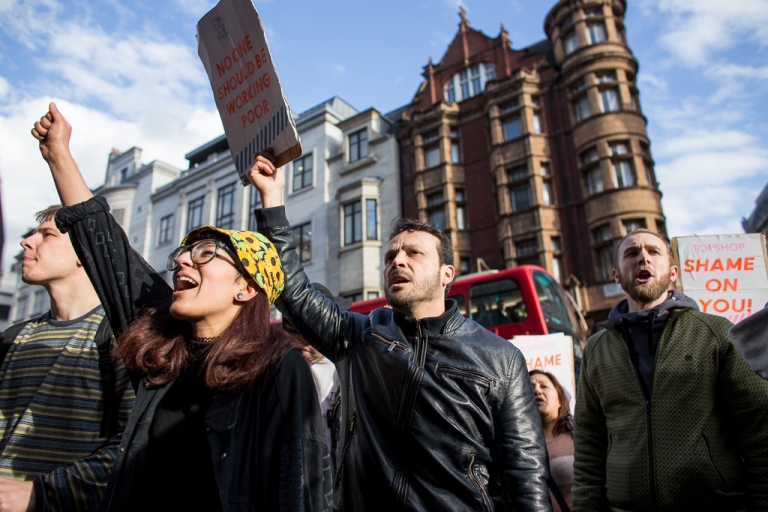 street photography showing a protest in London
