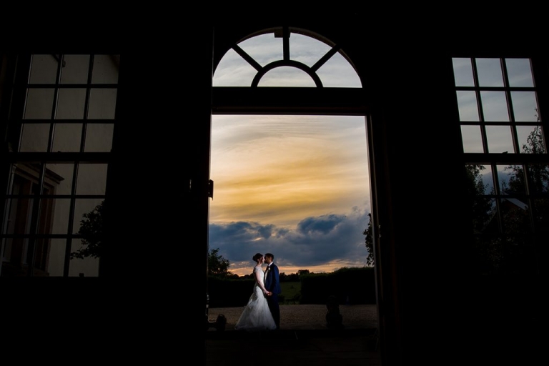 sunset wedding portrait