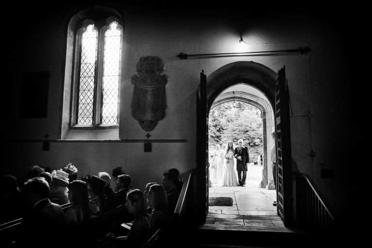 peterborough wedding photography showing the bride arriving at Elton Church
