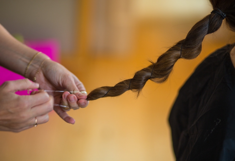 the bride's hair