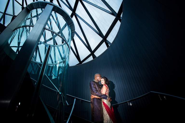 The Gherkin wedding photography showing the bride and groom