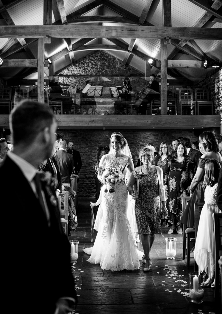 the bride Gemma arriving at Dodford Manor