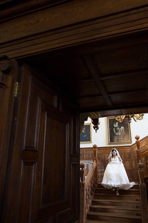 bride coming down stairs