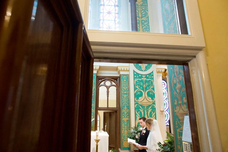 the wedding ceremony at St Raphael's