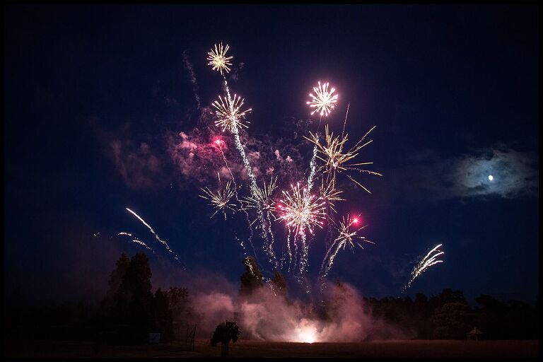 fireworks at a November wedding