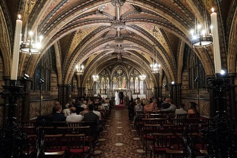 Palace of Westminster wedding ceremony in St Mary's undercroft chapel