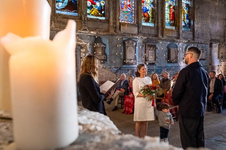 asylum chapel wedding ceremony in winter