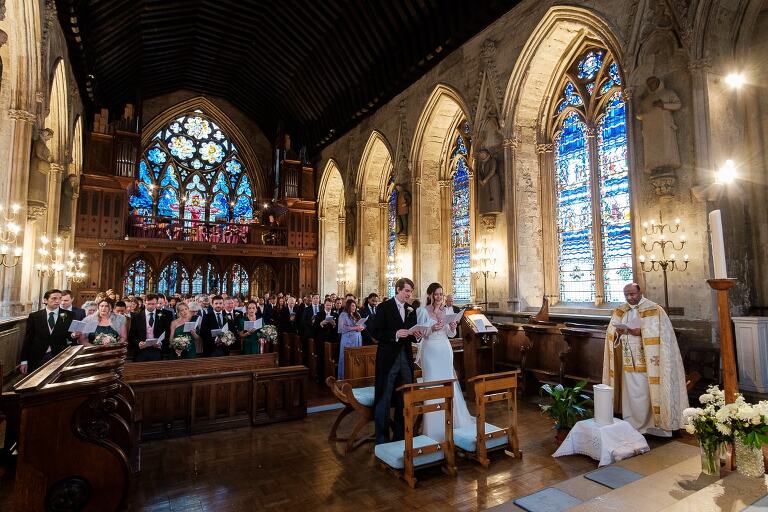 Wedding ceremony at St Etheldreda's church in London 