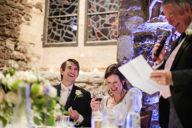 Wedding reception in The Crypt at St Etheldreda's church, London 