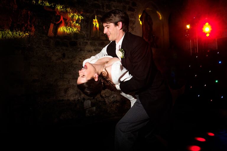 St Etheldreda's church wedding photography, the first dance in the Crypt 