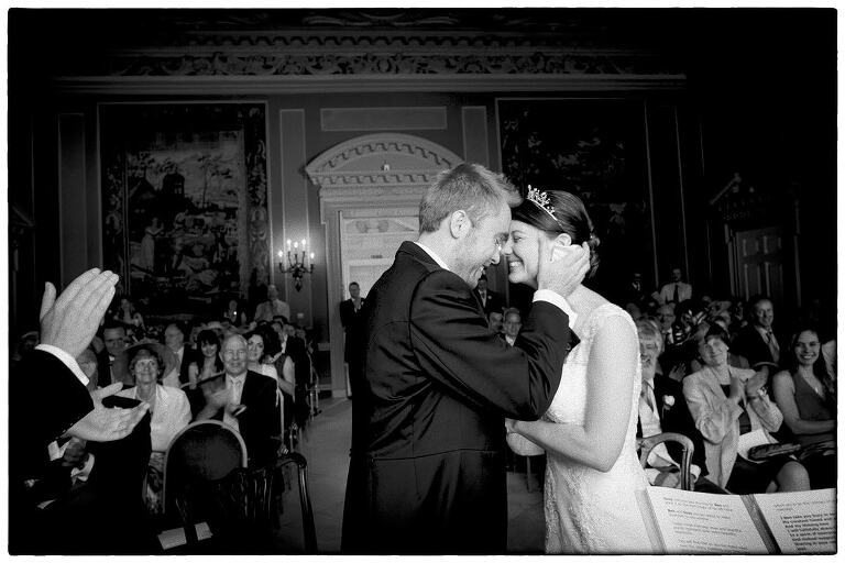 An example of film wedding photography shot on 35mm black and white film