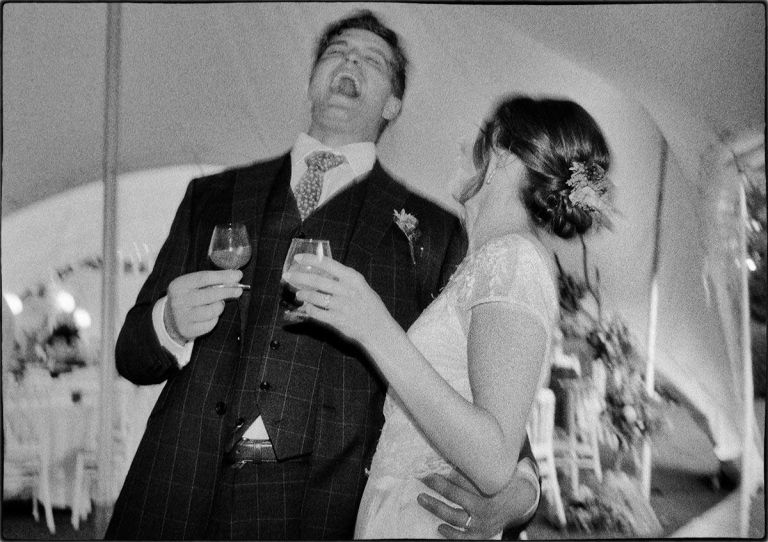 black and white analogue wedding photograph