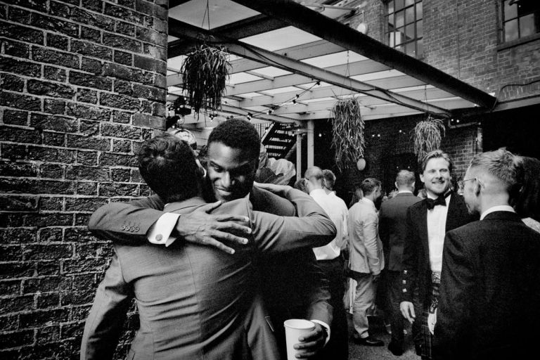 black and white film wedding photography at Loft Studios, London.